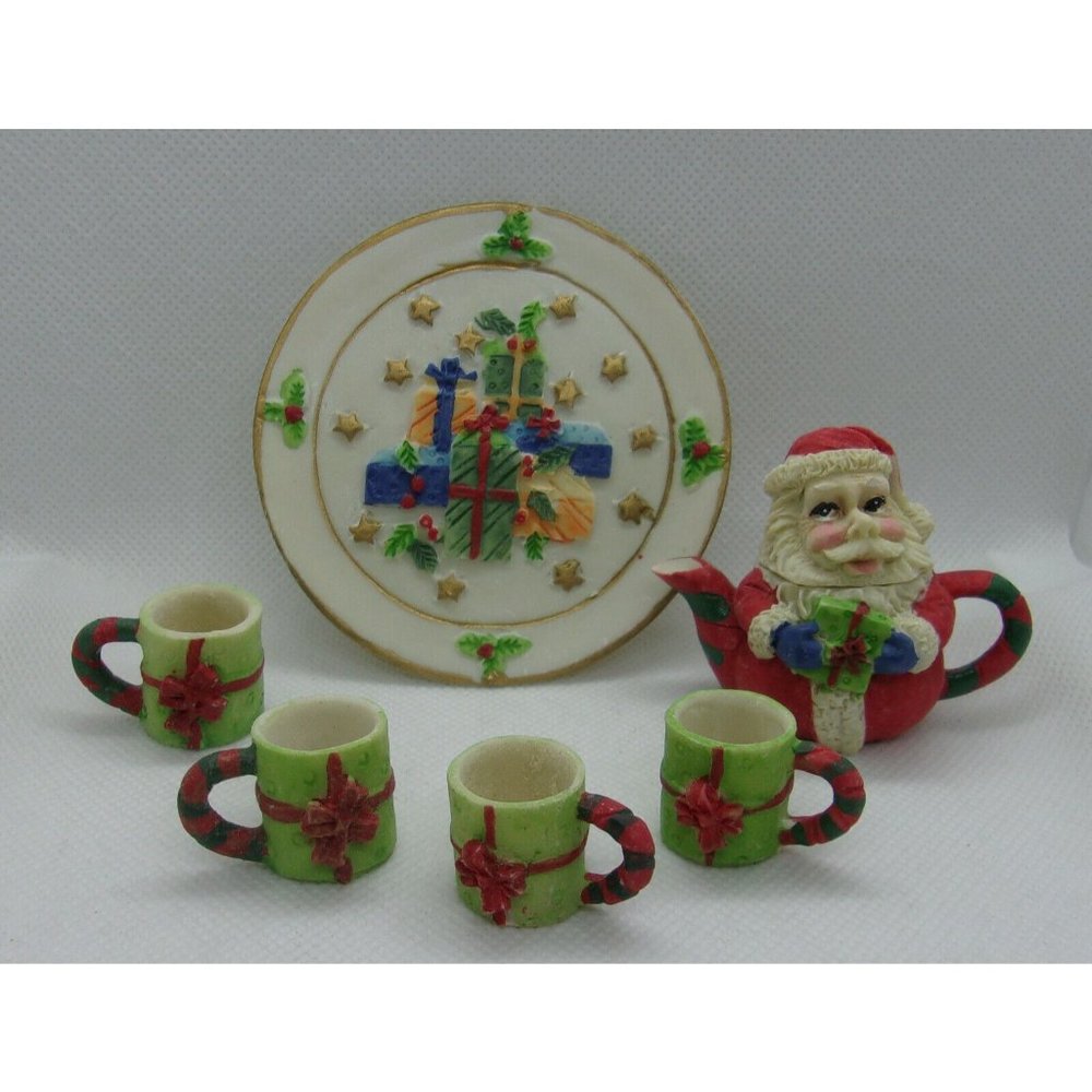 C&F Enterprises Miniature Resin Santa Claus Tea Set #48439 1995 - Picture 2 of 12